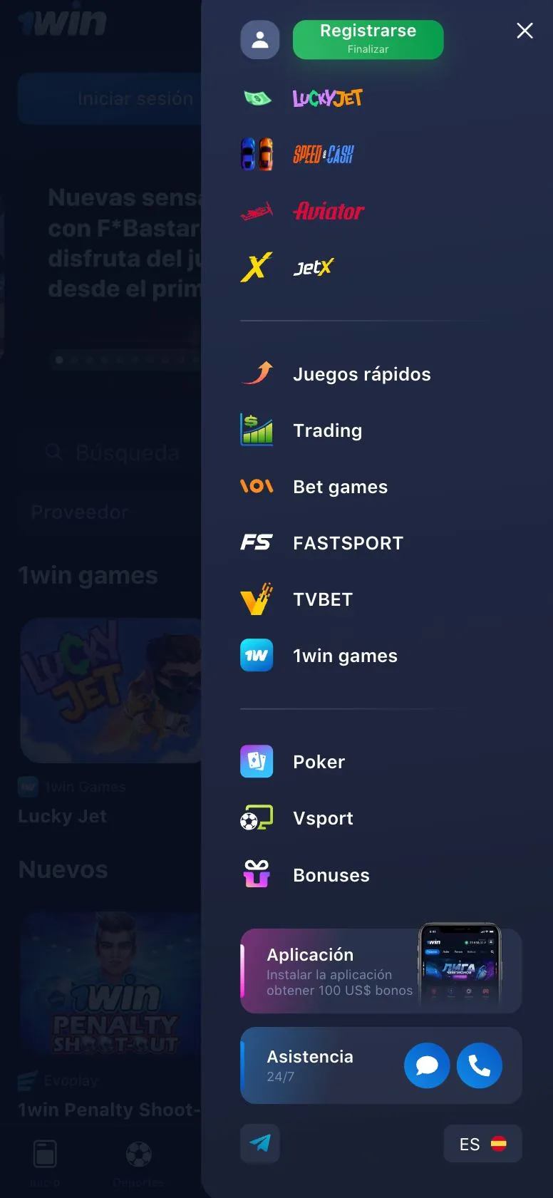 mobile application 1win